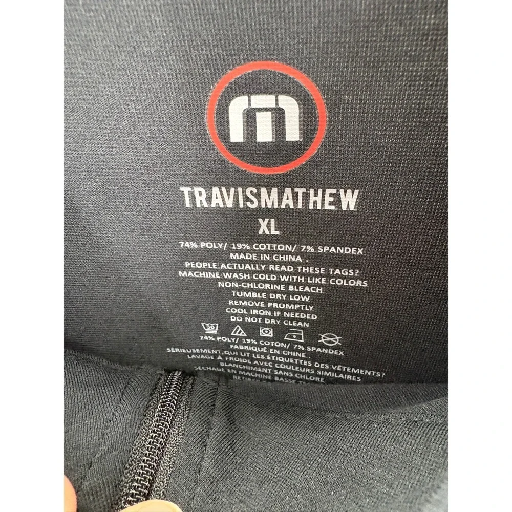 Travis Mathew Mens Golf Quarter Zip Pullover‎ Long Sleeve Black XL Fall Classic